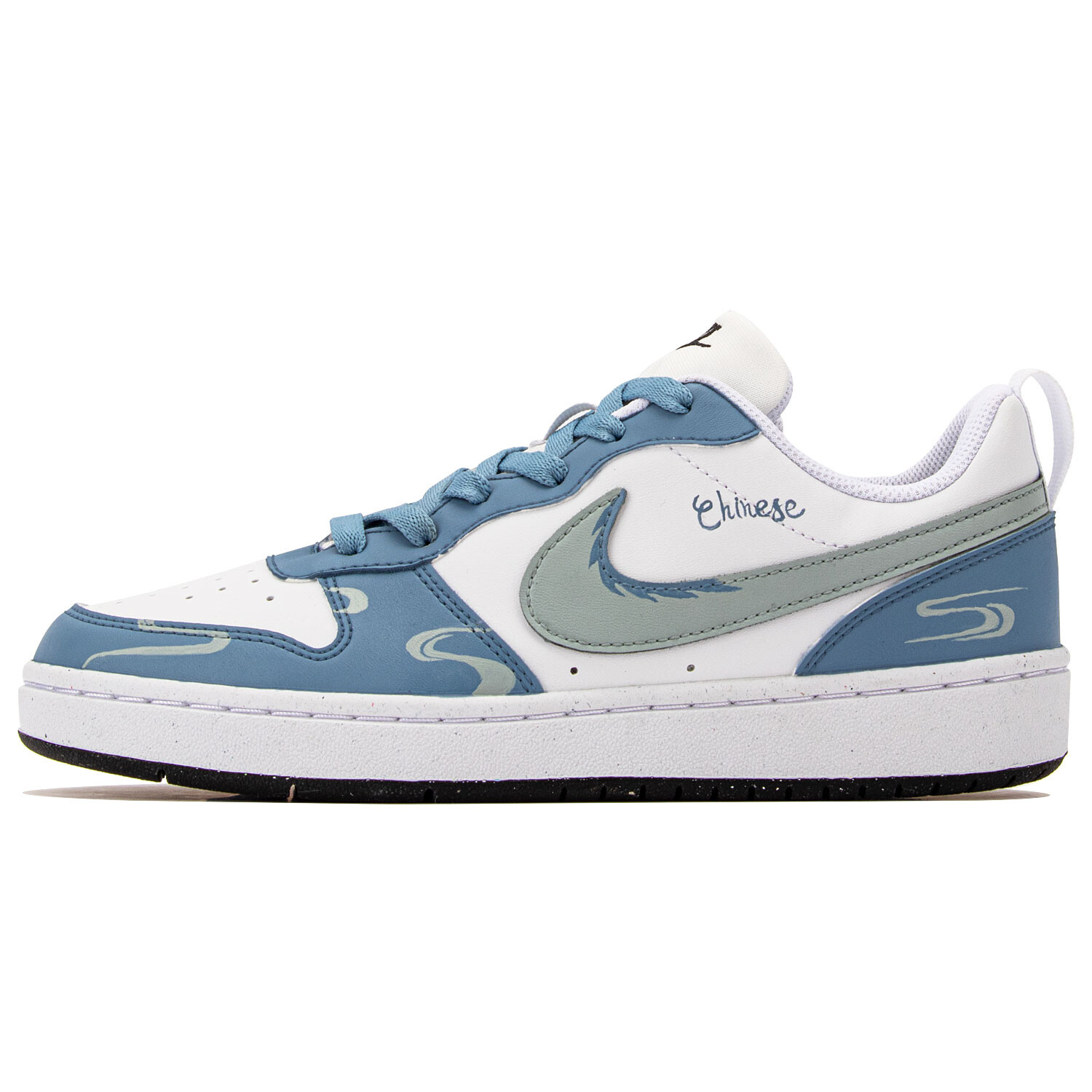 

Кроссовки Nike Court Borough Skateboard Shoes Women's Low-Top Blue White, Синий, Кроссовки Nike Court Borough Skateboard Shoes Women's Low-Top Blue White