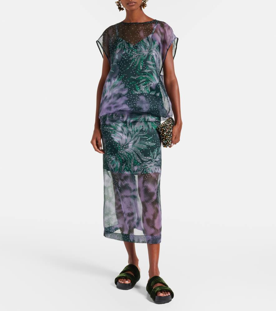 Печатная миди-юбка из смесового шелка Dries Van Noten, Bottle — фото 2