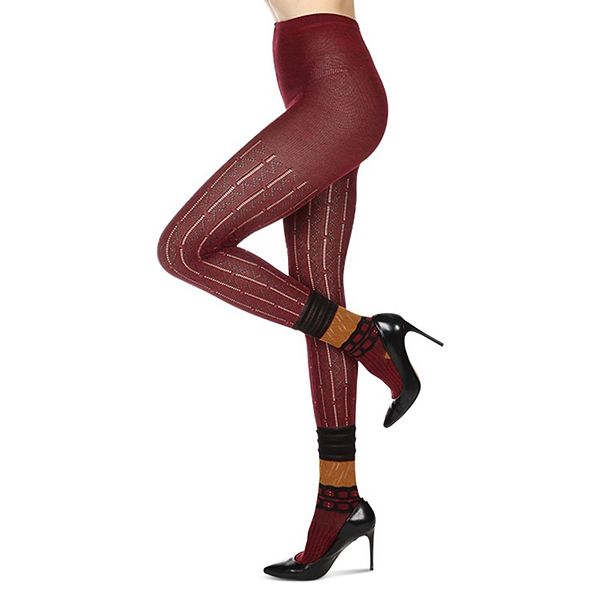 

Женские дизайнерские колготки из хлопковой смеси с мульти-принтом Memoi, Red