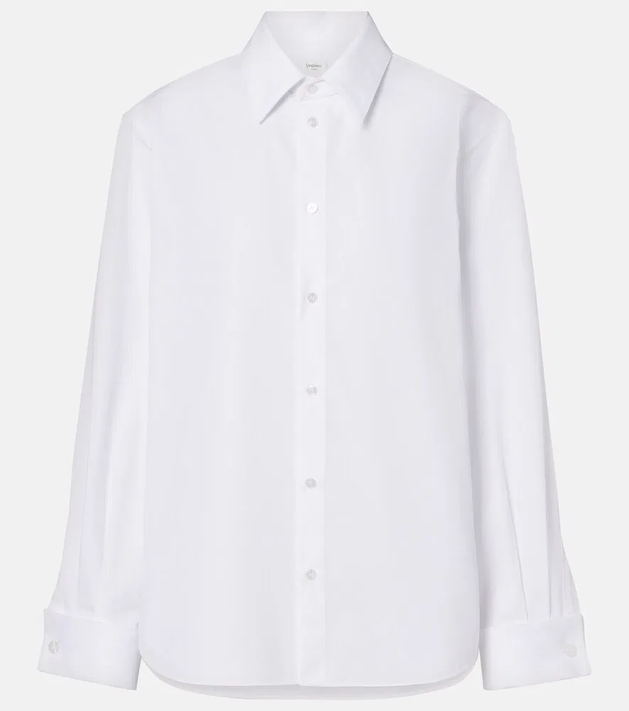 Хлопковая поплиновая рубашка Saint Laurent, белый