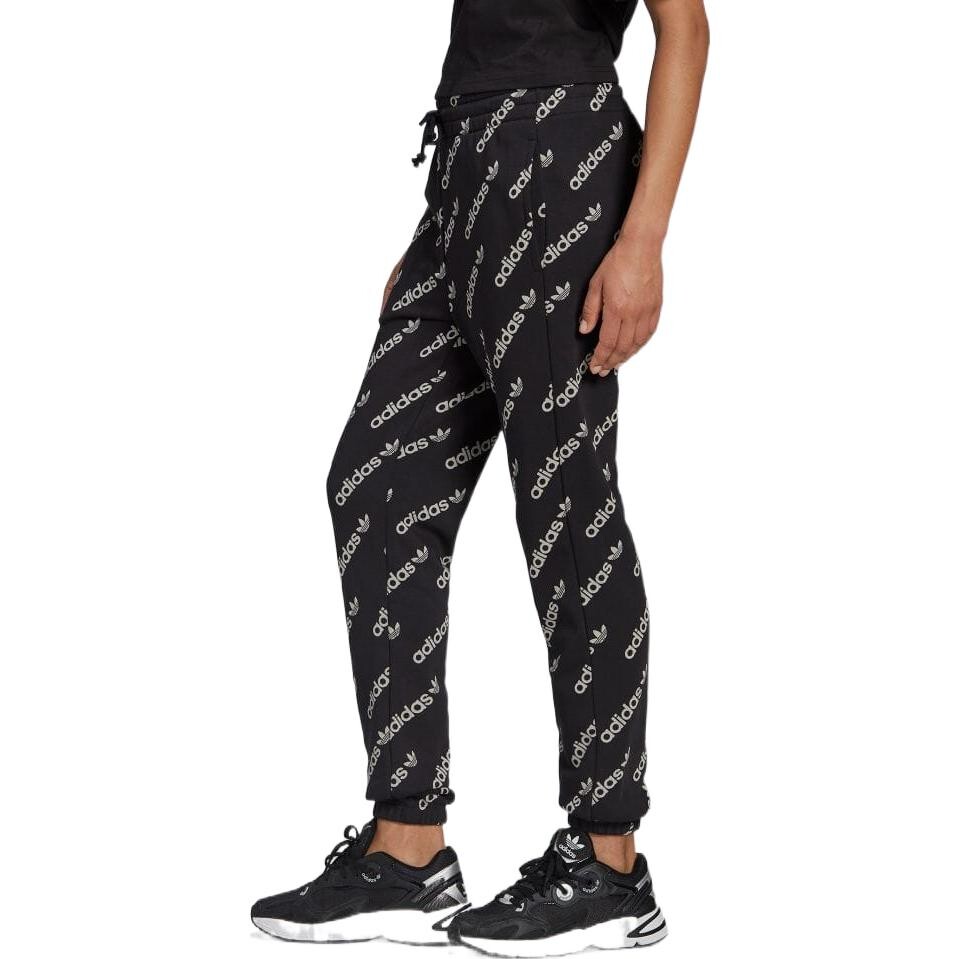 Штаны женские спортивные с монограммой Track Knit, черные Adidas Originals — фото 4