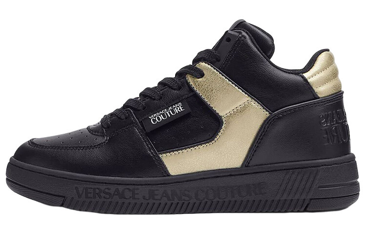 

Скейтбординговые туфли женские, средней высоты, черные/золотые Versace Jeans, Черный, Скейтбординговые туфли женские, средней высоты, черные/золотые Versace Jeans