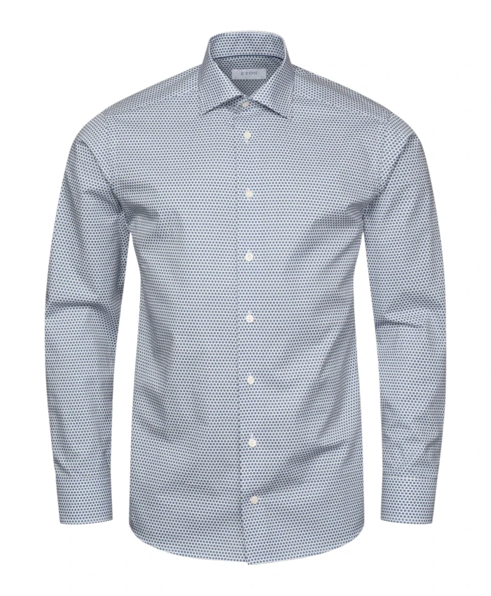 

Хлопковая рубашка с принтом, современный крой. Eton, синий