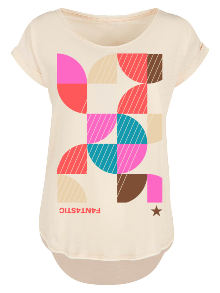 

Длинная футболка с абстрактным принтом в цвете Белый песок F4NT4STIC