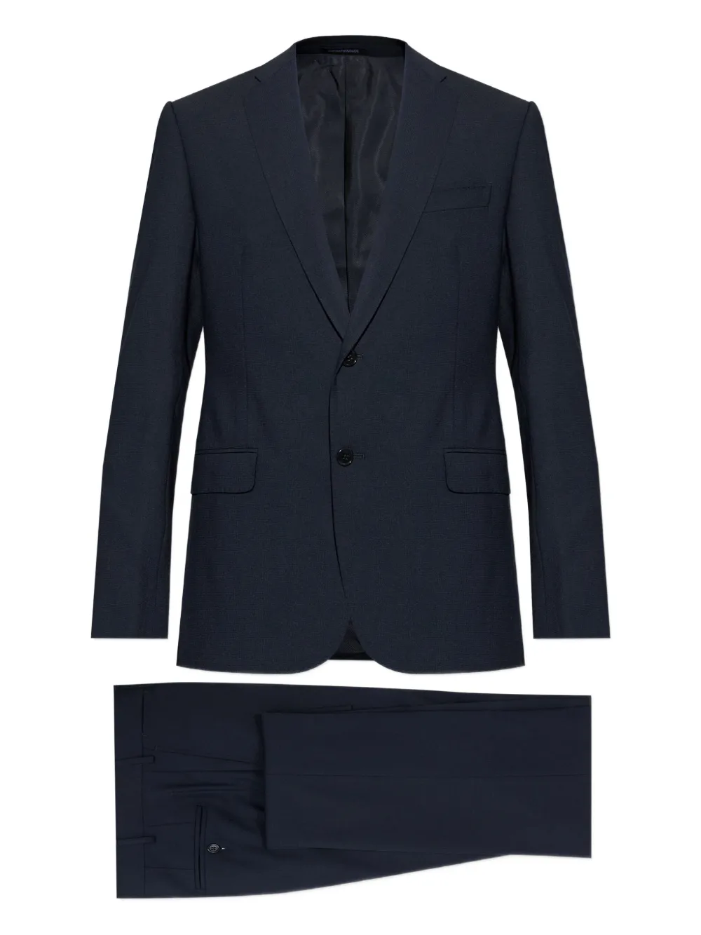 

Шерстяной костюм с однобортным пиджаком Emporio Armani, синий