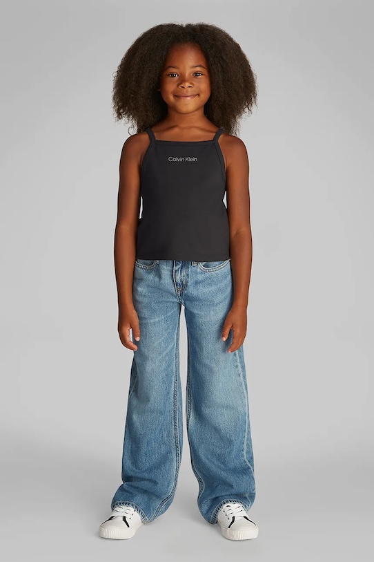 

Детский хлопковый топ Calvin Klein Jeans, черный