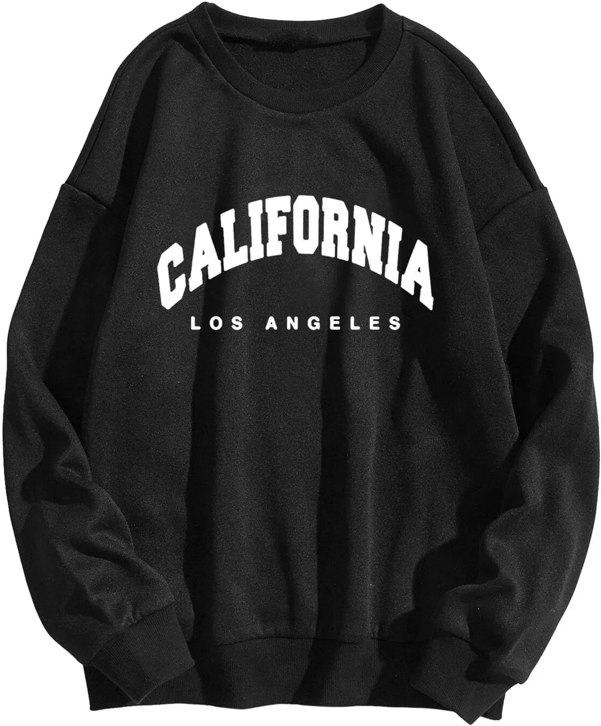 Generic Женский свитшот большого размера Los Angeles с круглым вырезом и буквенным принтом, свободного кроя, модный топ, Z01-Black