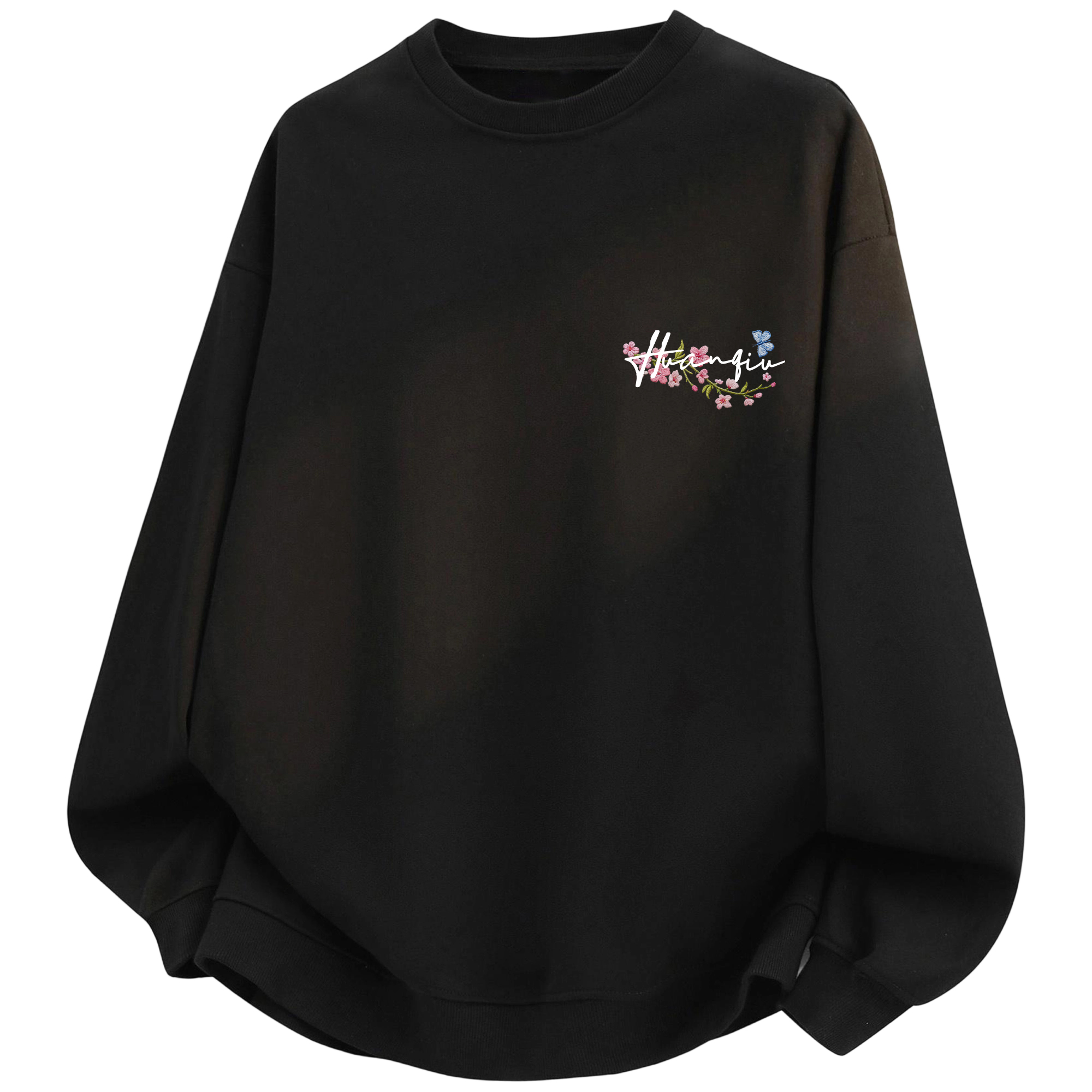 

Свитшот с круглым вырезом Unisex HUANQIU, черный (fleece-lined)