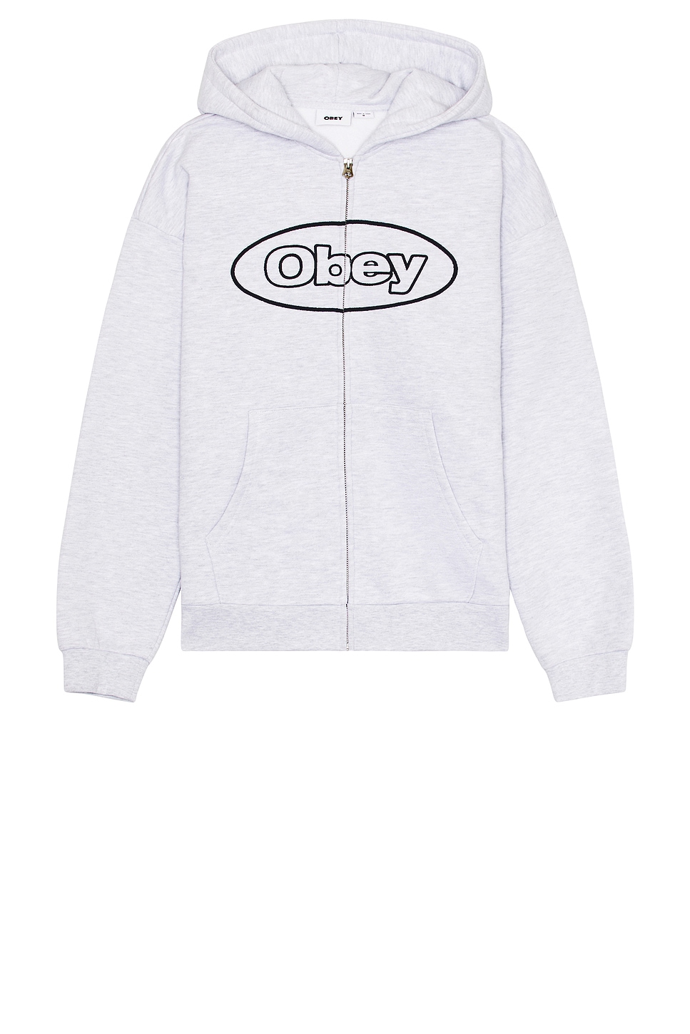 

Толстовка с капюшоном и тяжелой молнией Obey, ash grey