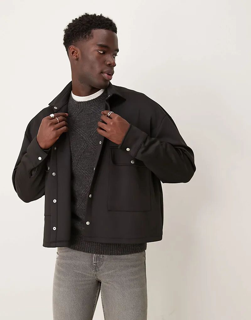 

Куртка-рубашка свободного кроя ASOS DESIGN из неопрена черного цвета