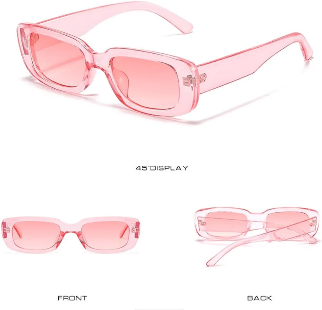 

Солнцезащитные очки IKANOO в стиле ретро, ​​прямоугольные, для женщин и мужчин, с маленькой квадратной оправой, модные в стиле Y2K 90-х, черные, Pink+blue+orange