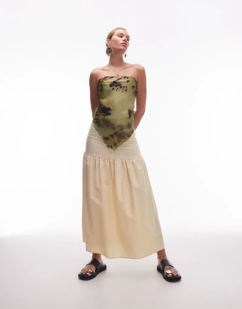 

Юбка макси с заниженной талией из льняной смеси ASOS DESIGN цвета пахты