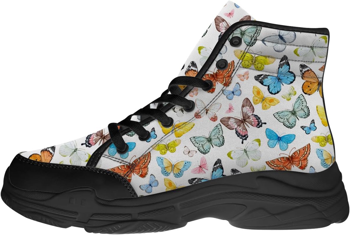 

Женские высокие кеды с бабочкой, кружевные кеды на платформе из канвы, подарки для нее и для него Generic, 3101 Butterfly Watercolor