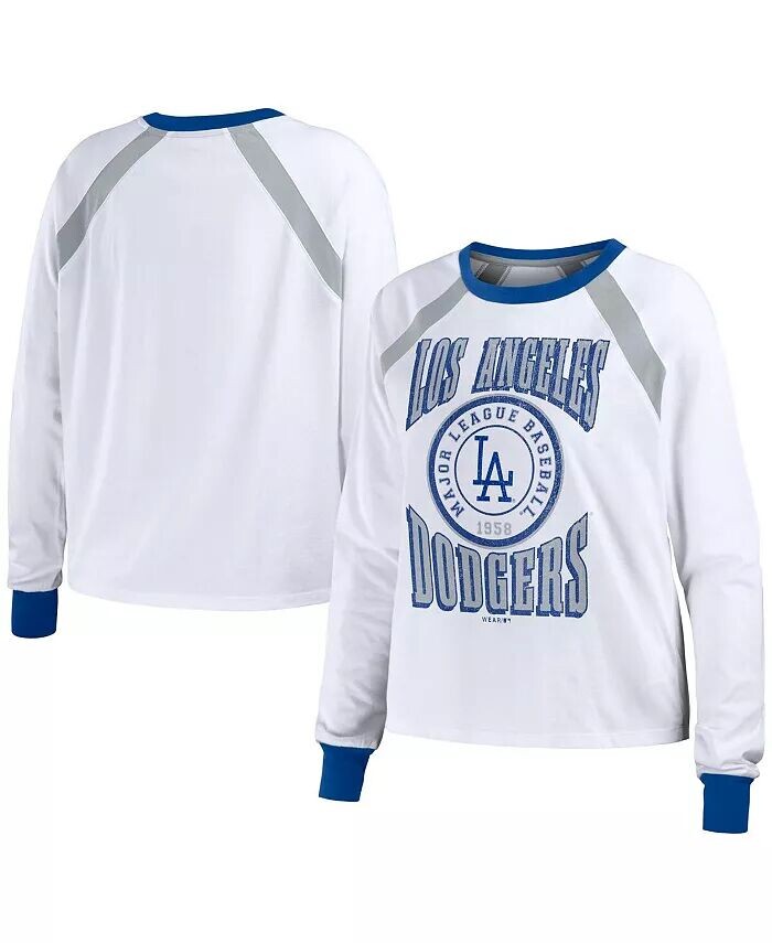 

Женская белая футболка Los Angeles Dodgers с длинным рукавом реглан WEAR by Erin Andrews