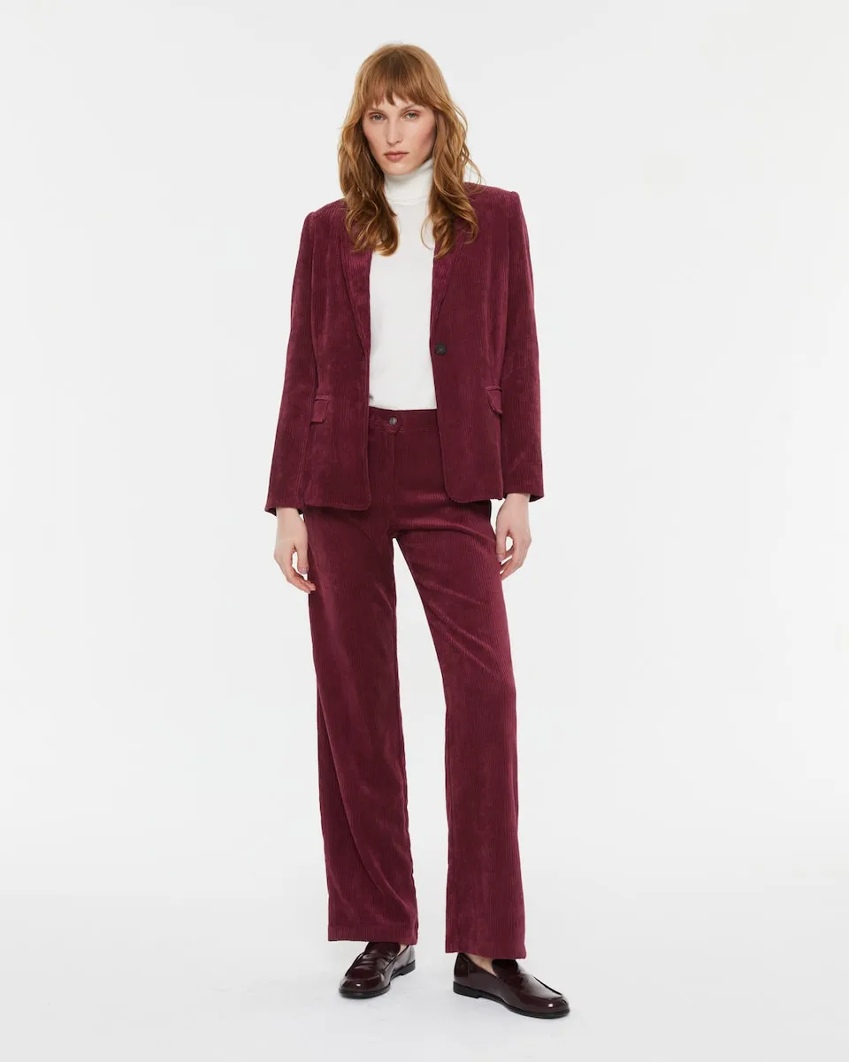 

Женские прямые вельветовые брюки с высокой посадкой и пятью карманами Andam, бордовый