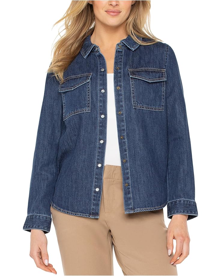 

Рубашка Liverpool Los Angeles Denim Button Down Long Sleeve Shirt With Pockets, цвет North Shore