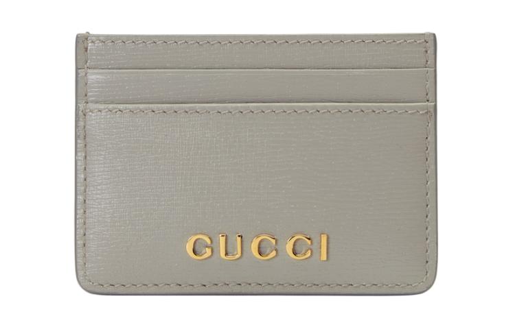 

Кожаный кардхолдер женский светло-серый GUCCI