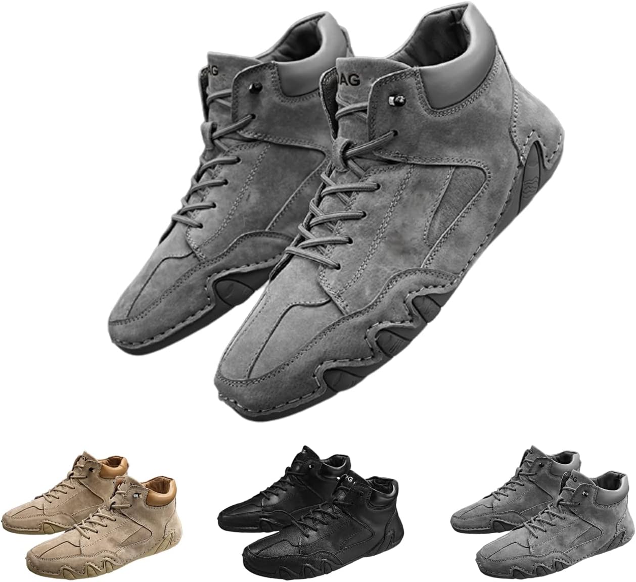 

AINIJIA&HOLO Итальянские высокие ботинки из замши ручной работы, мужские кожаные кроссовки Чакка, нескользящие дышащие высокие ботинки, Grey