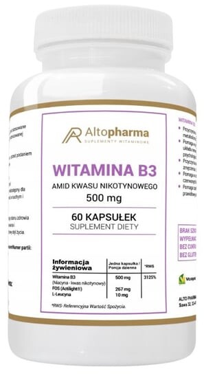 

AltoPharma, Витамин B3 500 мг ниацина (PP), 60 капсул. Inna marka