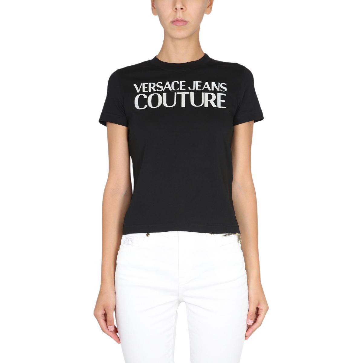 

Футболка из хлопка с логотипом VERSACE JEANS COUTURE, черный