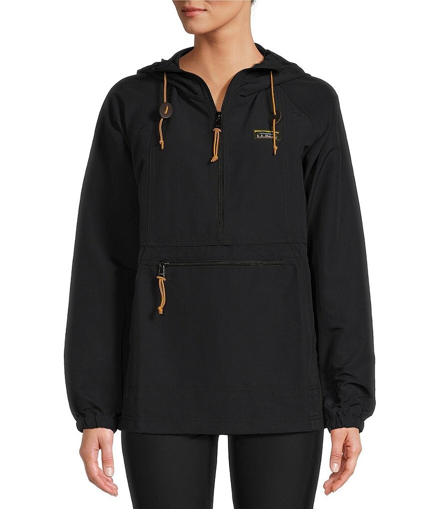 

Классический анорак L.L.Bean Mountain с воротником-стойкой, длинными рукавами, карманом-кенгуру и молнией на четверть, куртка-пуловер, черный