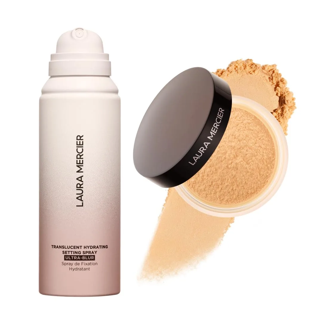 Laura Mercier Secret Brightening Under-Eye Loose Setting Powder и Translucent Hydrating Setting Spray Ultra-Blur, набор