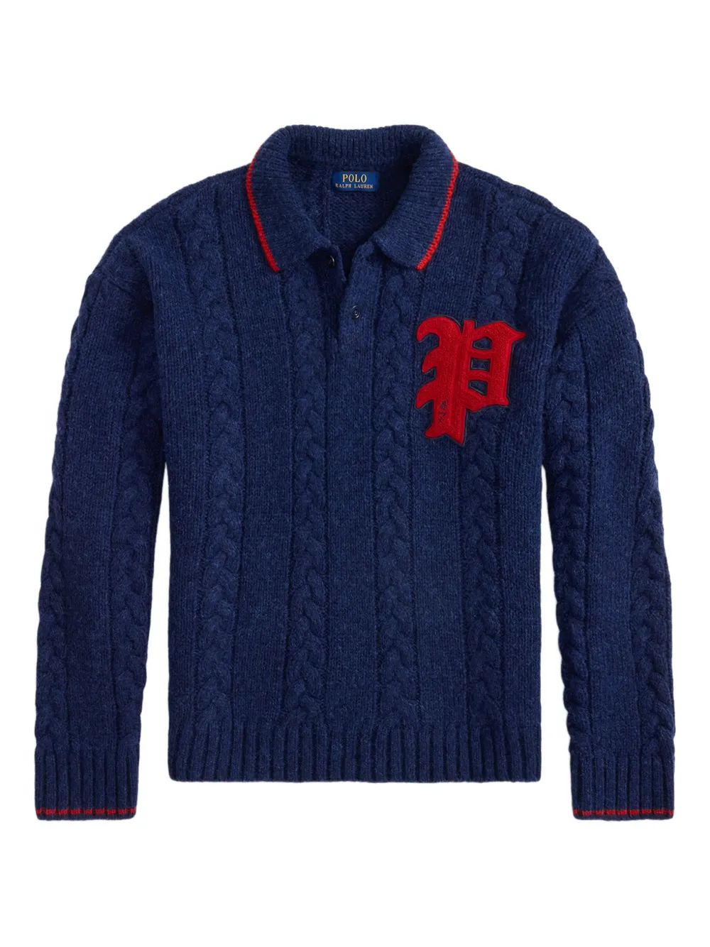 

Свитер фактурной вязки с воротником поло POLO RALPH LAUREN, синий