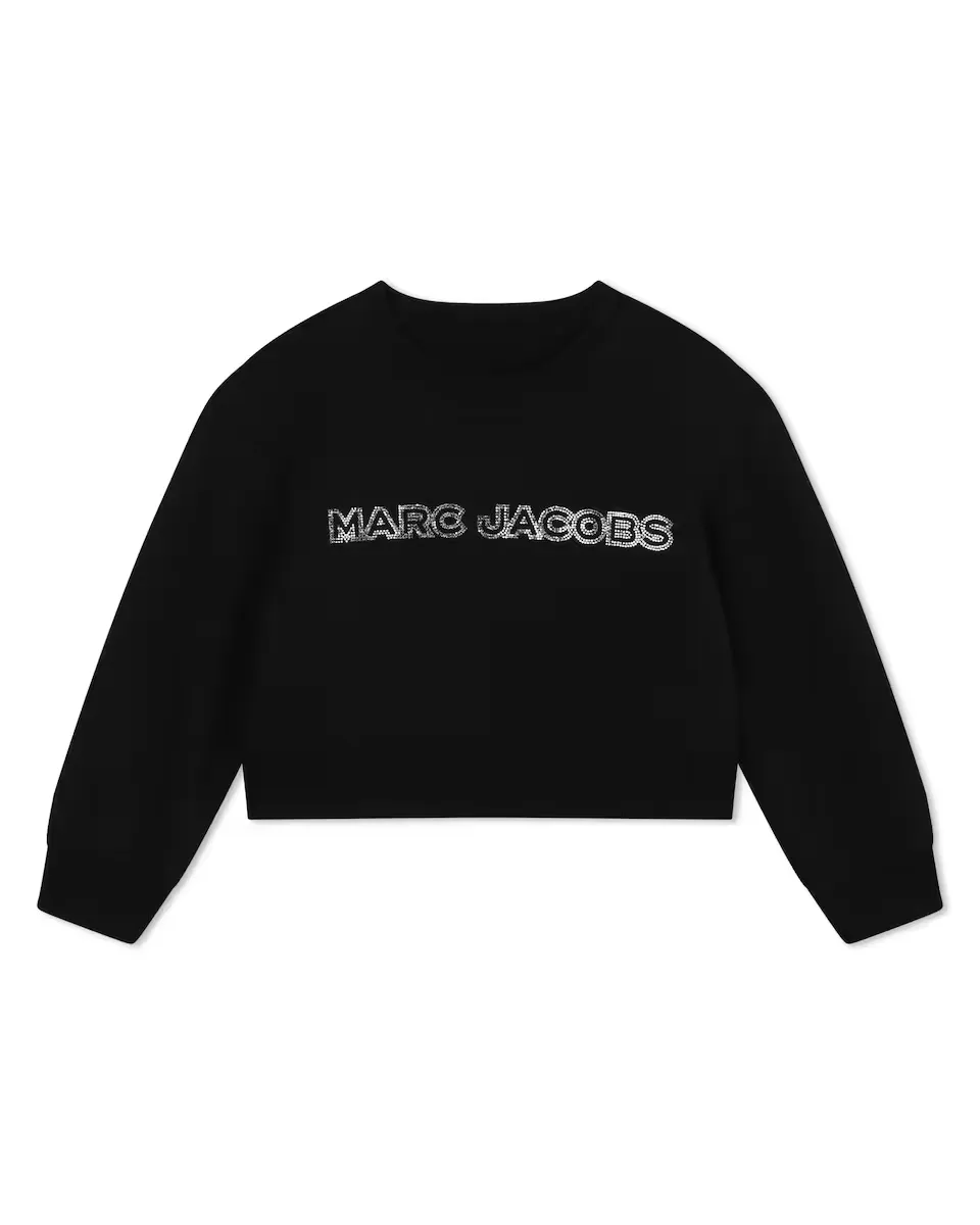 

Укороченная толстовка для девочки с логотипом спереди Marc Jacobs, черный