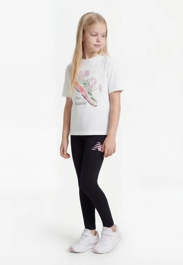 Футболка с цветочным принтом на обуви New Balance, Bright White