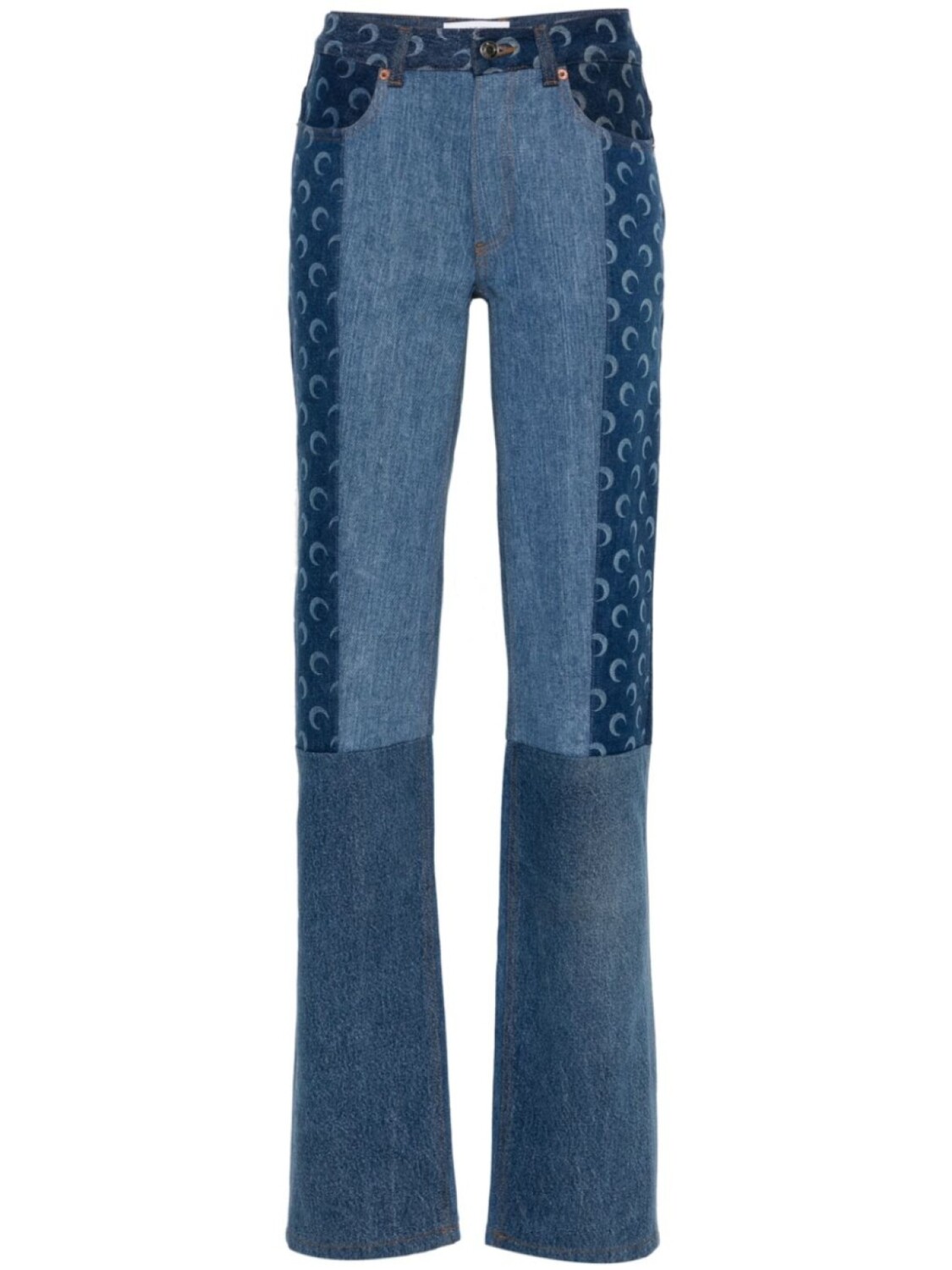 

Marine Serre прямые джинсы средней посадки, синий