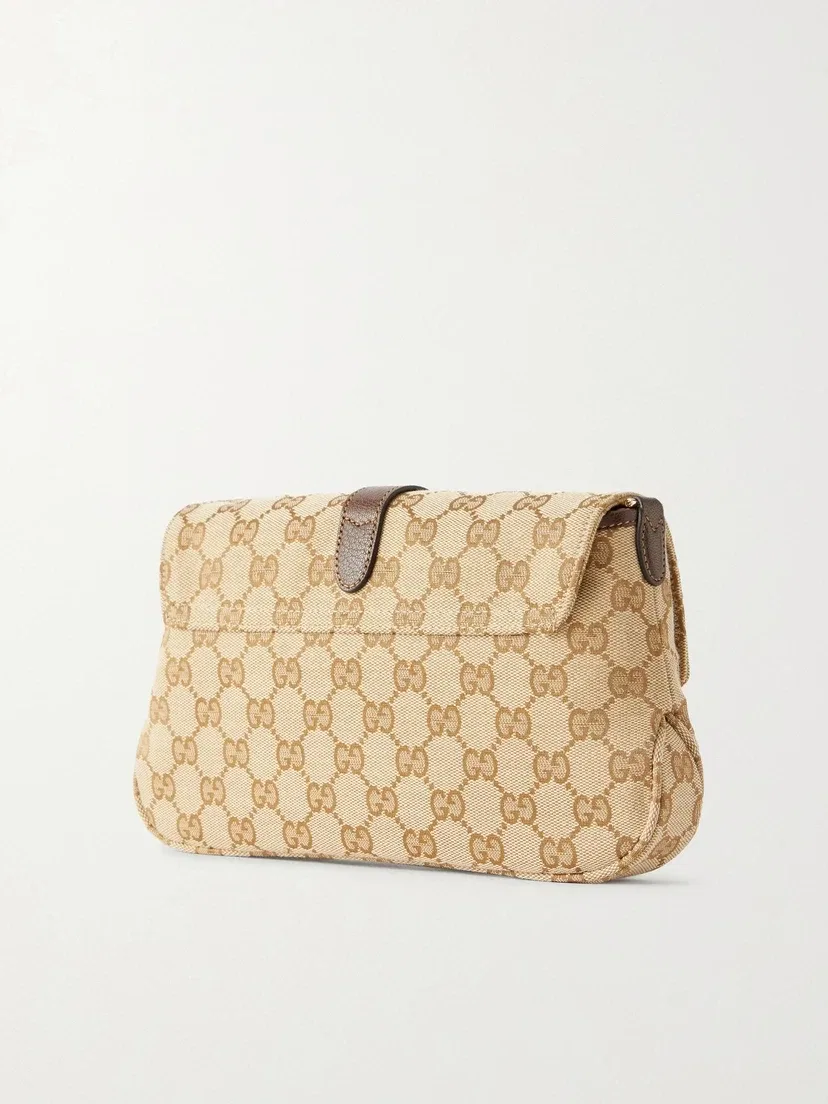 Сумка на плечо Aperitivo из канвы с жаккардовым узором и кожаной отделкой GUCCI, бежевый — фото 4
