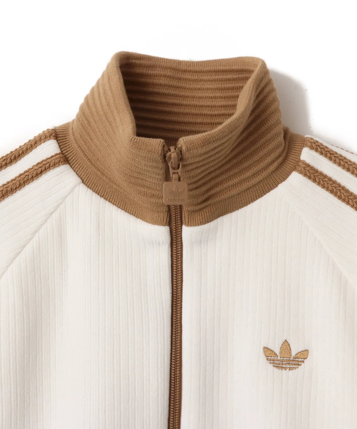 Толстовка с высоким воротником adidas Velour Knit Track Top белый — фото 3