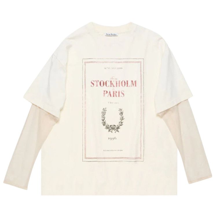 

Футболка Acne Studios Layered Print T-Shirt, Off White