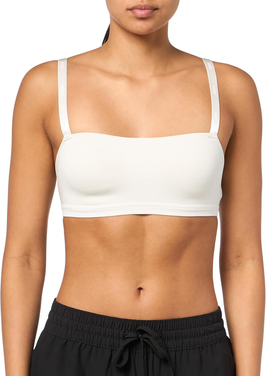 

Женский бюстгальтер-бралетт с логотипом и бретельками BOSS, Soft Cream