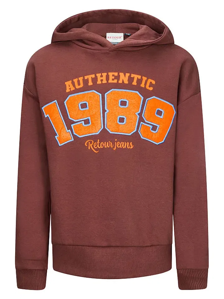 Капюшон худи, однотонный, Retour, коричневый