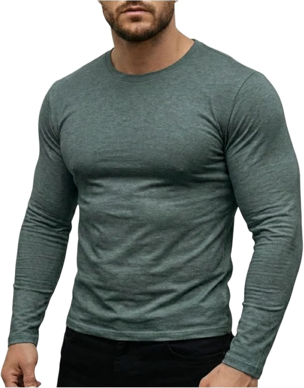 

Мужская однотонная футболка с длинным рукавом Henley