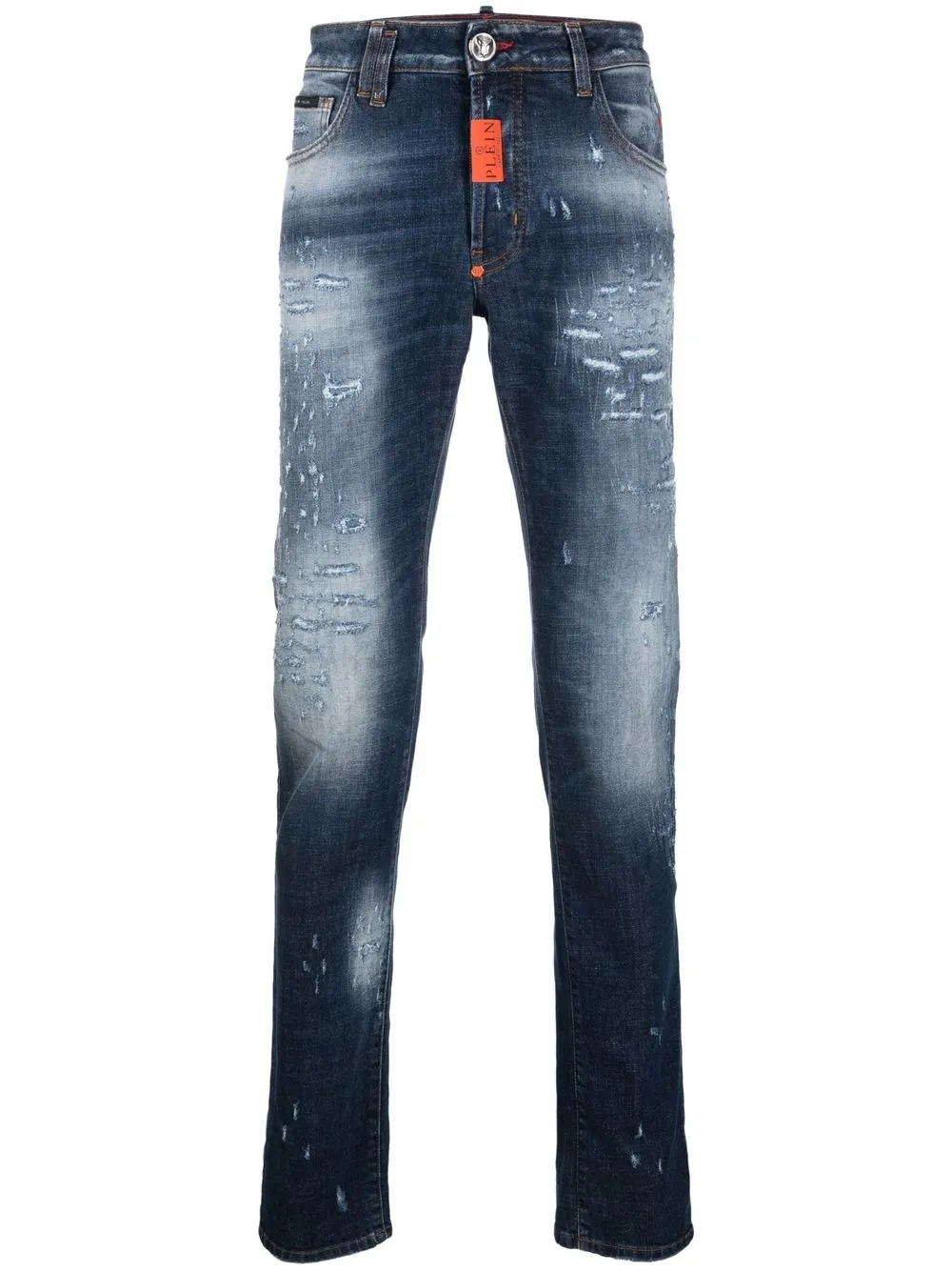 

Джинсы скинни с эффектом потертости Philipp Plein, синий