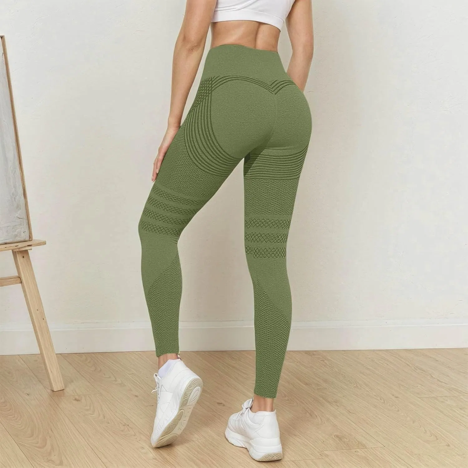 Леггинсы компрессионные, антицеллюлитные, с высокой талией, Light Green — фото 4