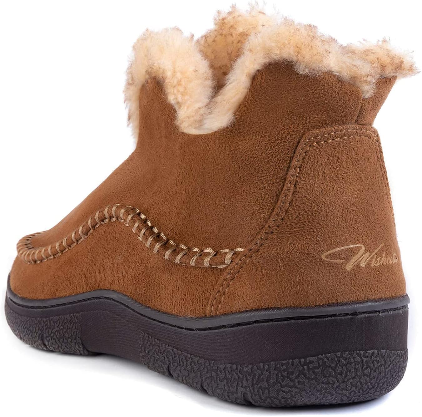 Мокасиновые тапочки Wishcotton для мужчин с уютной мемори-пеной, теплые зимние пушистые домашние и обувь, Camel — фото 4