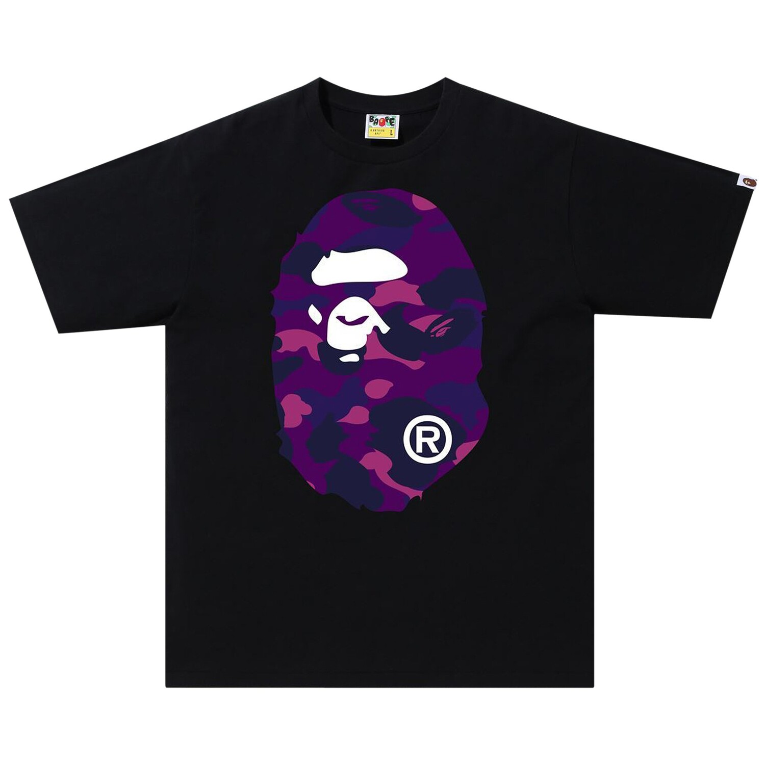 

Футболка BAPE Color Camo Big Ape Head, черный/фиолетовый