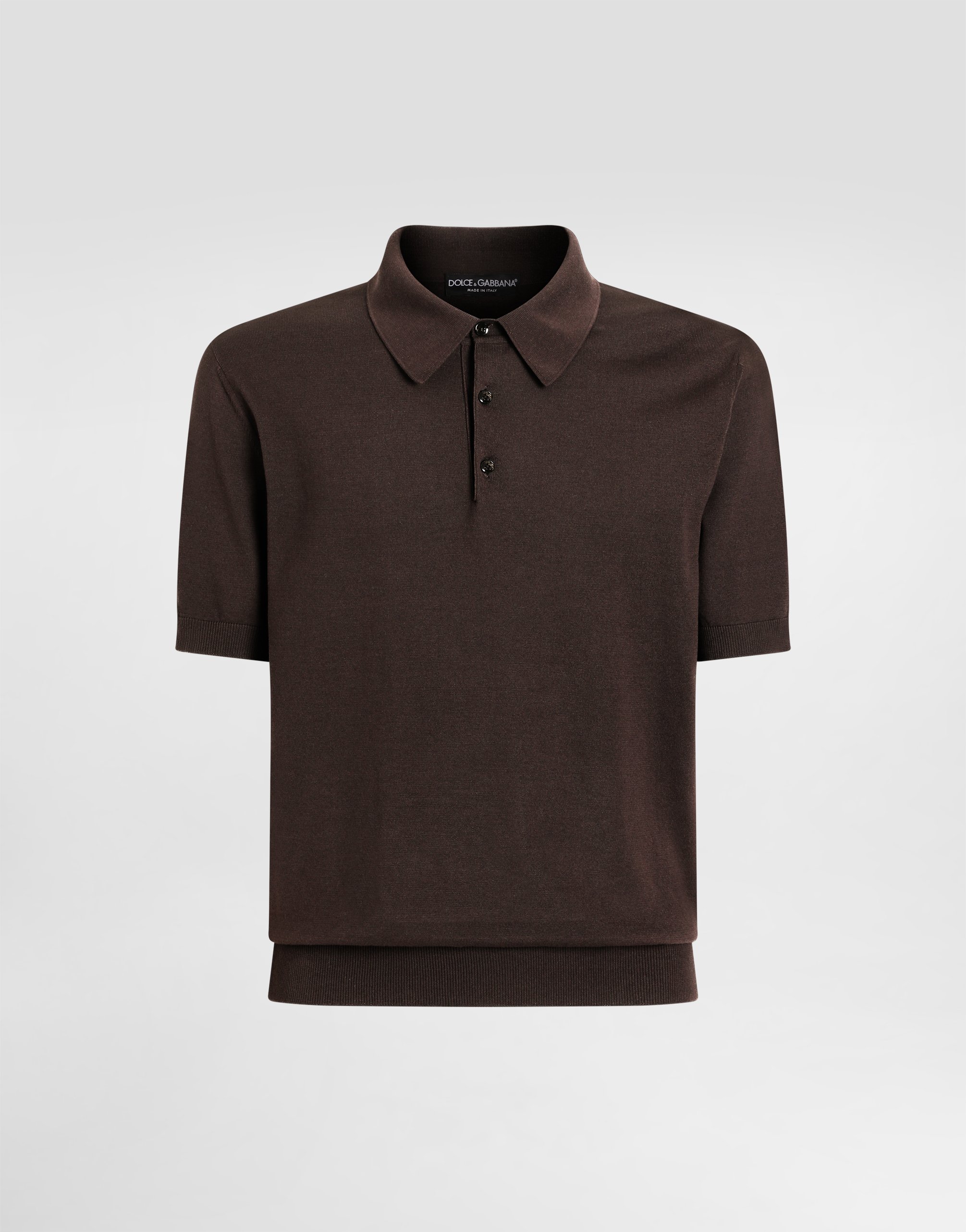 

Хлопковая футболка-поло с короткими рукавами Dolce & Gabbana, коричневый