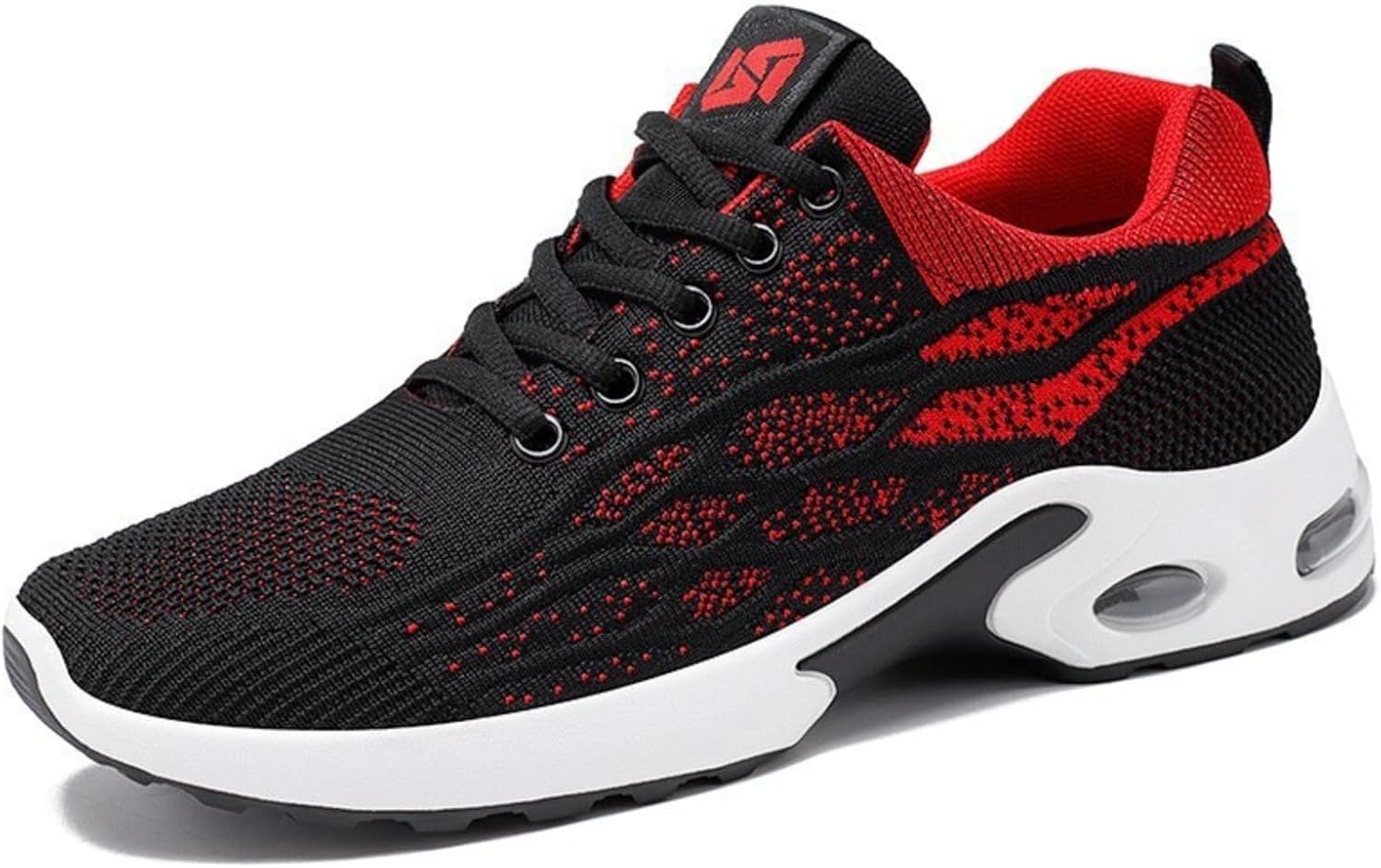 

Мужские дышащие кроссовки с противоскользящей подошвой, удобные спортивные кроссовки из вязаного материала для бега, занятий в тренажерном зале и на открытом воздухе Huayorong, черный/красный