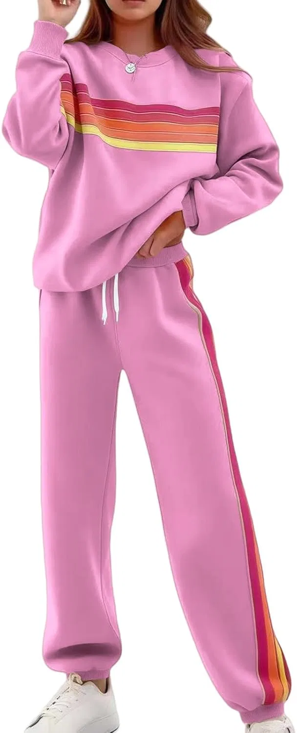 Женский спортивный костюм из двух предметов Rainbow Striped, B-pink