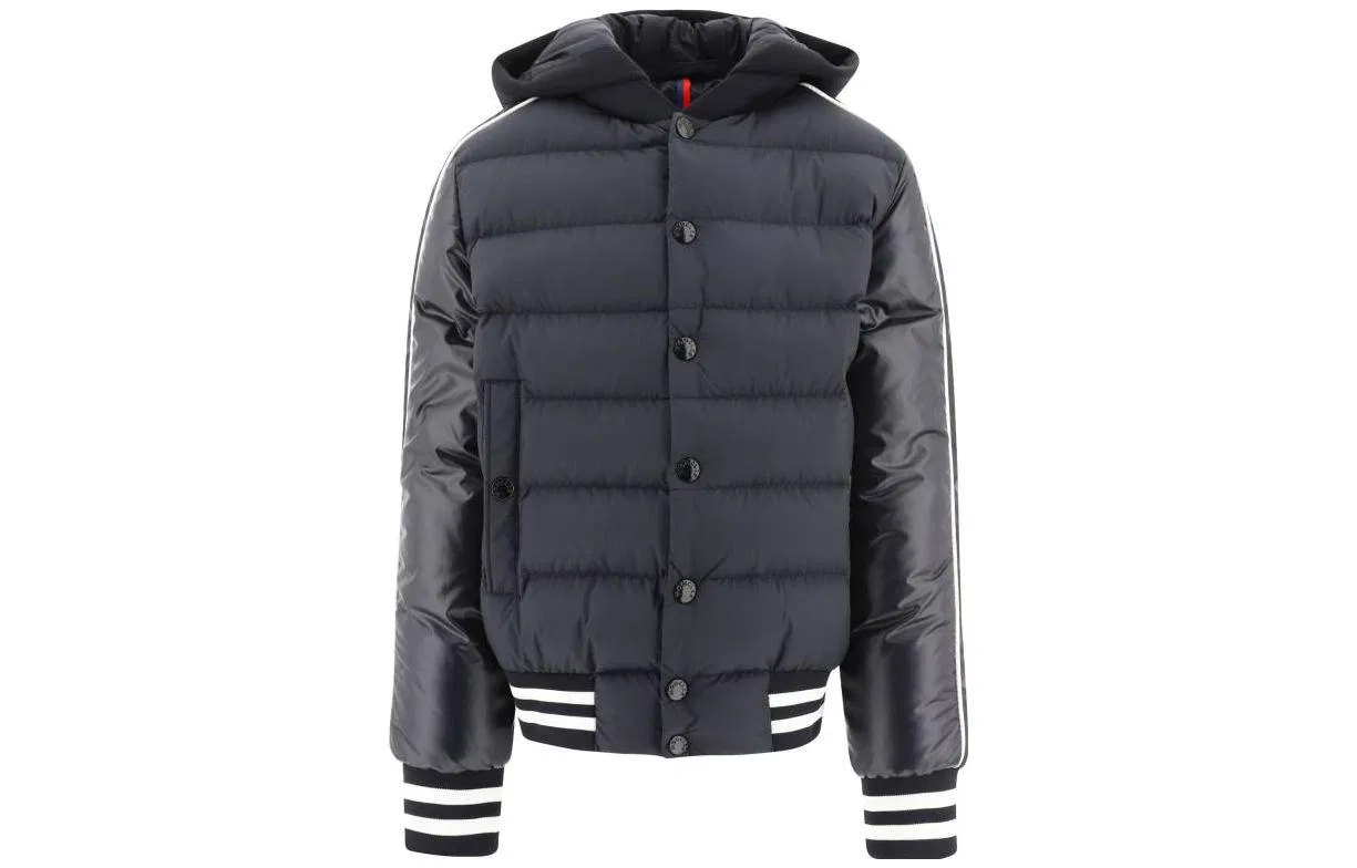 Детская стеганая куртка с капюшоном Moncler Black