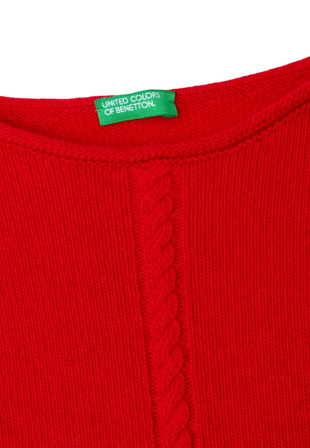 

Вязаный свитер WITH CABLE PATTERN AND SWAROVSKY LOGO United Colors of Benetton, красный