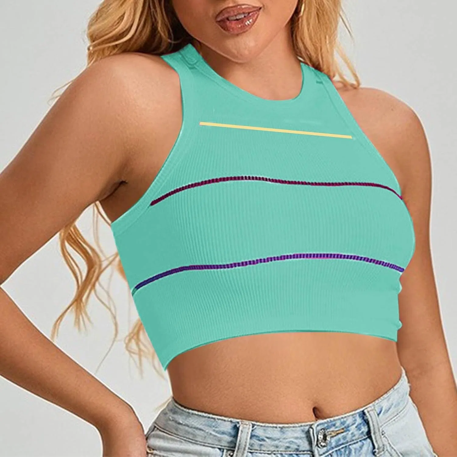 Топ-кроп для женщин без рукавов, Sport Tank Top, Mint Green — фото 2