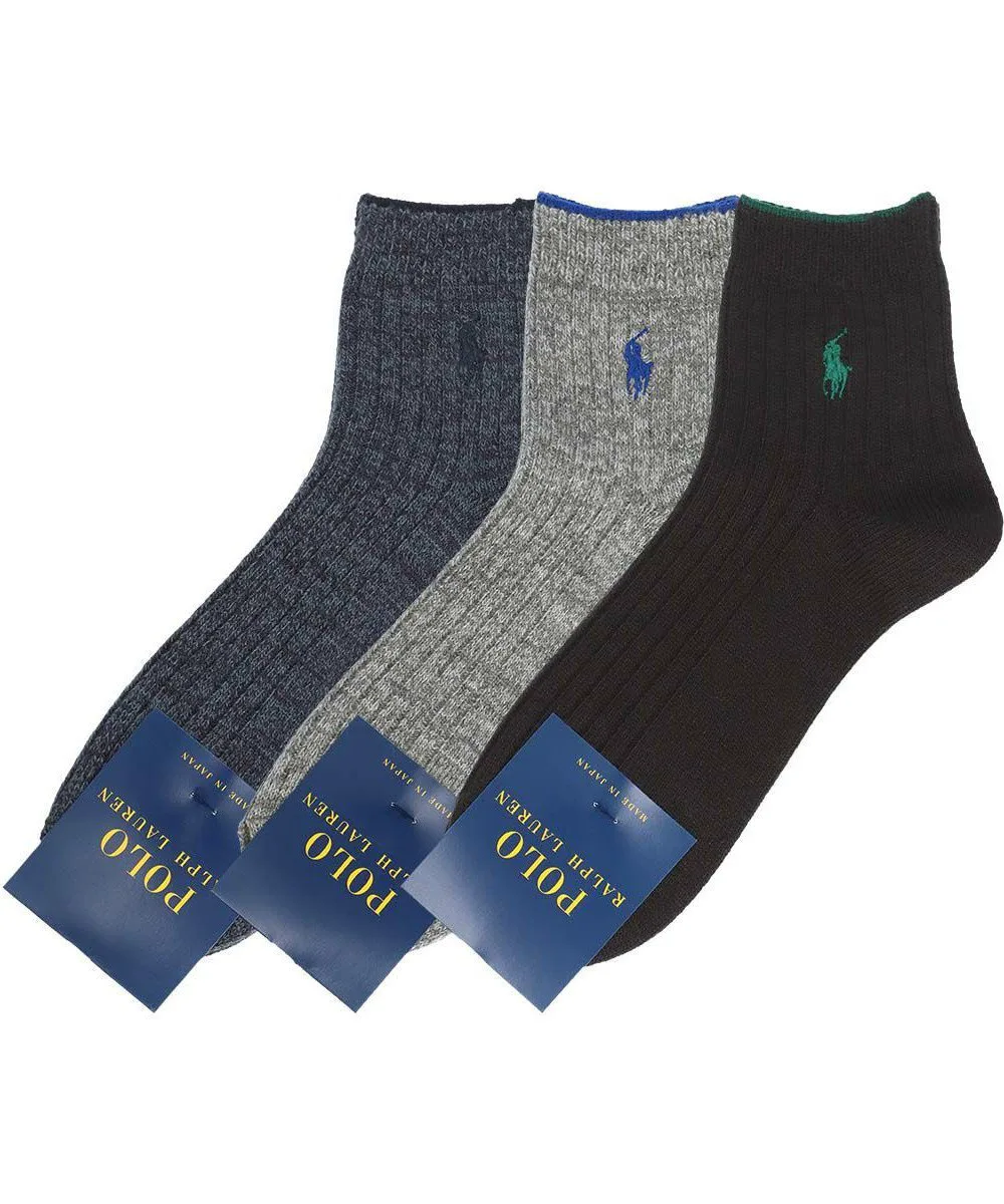 Мужские короткие носки из шерстяной смеси в рубчик Polo Ralph Lauren, 93. Light Gray — фото 3