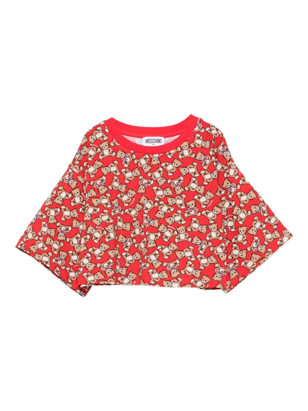 

Укороченный топ с принтом Moschino Kids, красный