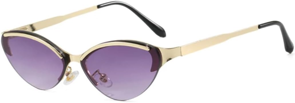 

Модные солнцезащитные очки «кошачий глаз» для женщин, ретро-металлические, разноцветные, с градиентом, защита от УФ-излучения UV400, модные для мужчин TVTBBVV, Gold Purple