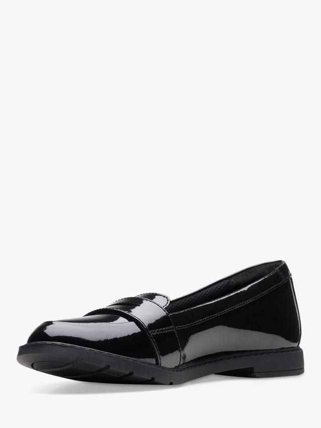 Детские школьные туфли-лоферы Scala Clarks, Black Patent — фото 4